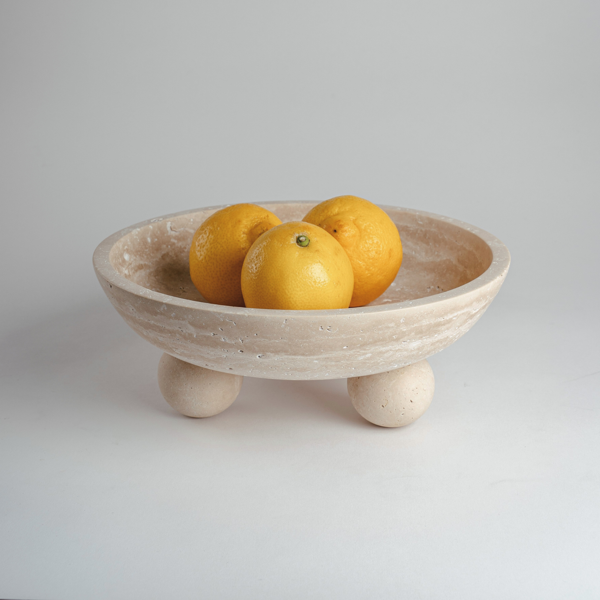 Travertin Schale mit Kugelfüßen