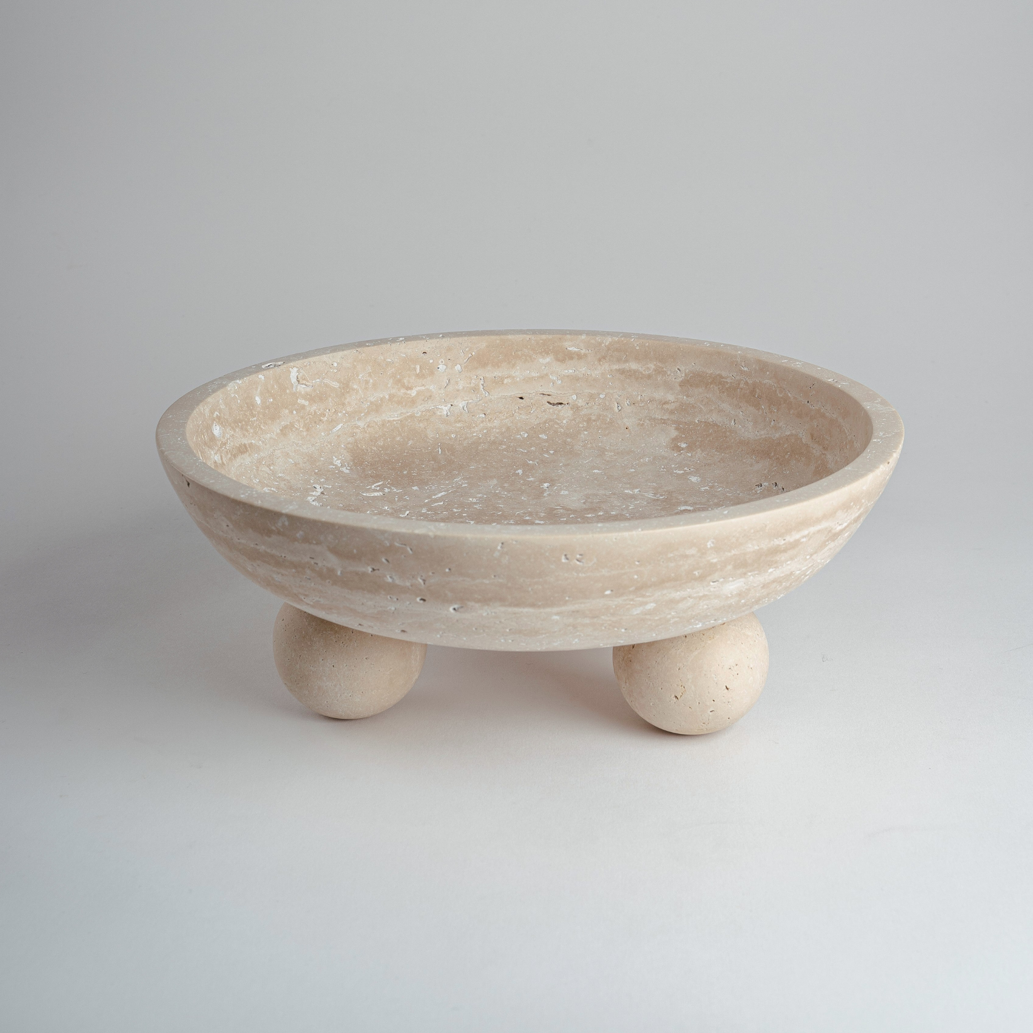 Travertin Schale mit Kugelfüßen